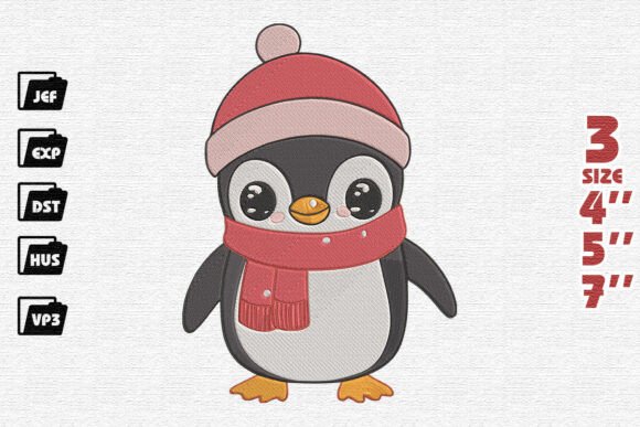 Adorable Winter Penguin with Beanie and Scarf