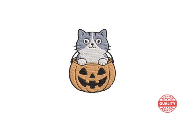 Cat in Pumpkin Bucket Embroidery Review