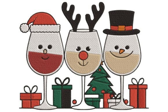 Christmas Wine Glasses and Gifts Embroidery Design Review