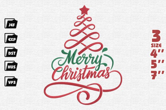 Elegant Merry Christmas with Swirling Ribbon Tree