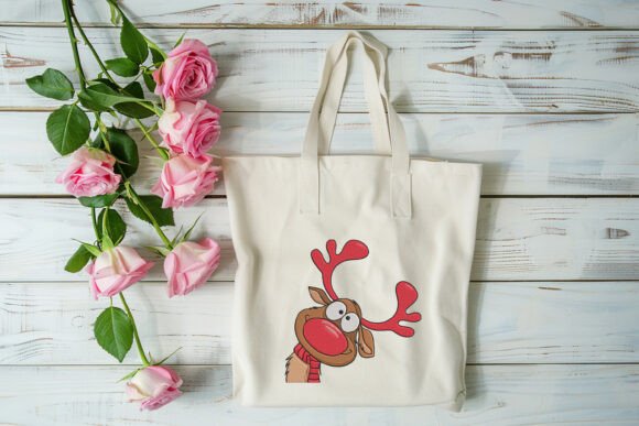 Goofy Peeking Reindeer Christmas Embroidery Design