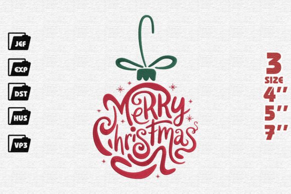 Merry Christmas Word Art Ornament Embroidery Design Review