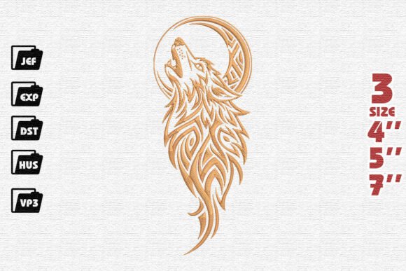 Ornate Golden Howling Wolf and Moon Review