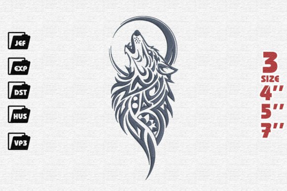 Tribal Howling Wolf and Moon Embroidery Review